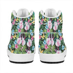 Vintage Tropical Jungle Hawaiian Print High Top Leather Sneakers