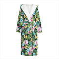 Vintage Tropical Jungle Hawaiian Print Hooded Bathrobe
