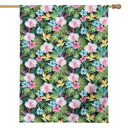 Vintage Tropical Jungle Hawaiian Print House Flag