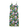 Vintage Tropical Jungle Hawaiian Print Jersey Midi Cami Dress