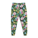 Vintage Tropical Jungle Hawaiian Print Jogger Pants