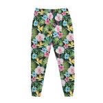 Vintage Tropical Jungle Hawaiian Print Jogger Pants