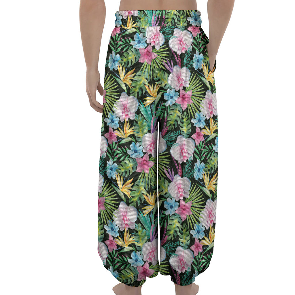 Vintage Tropical Jungle Hawaiian Print Lantern Pants