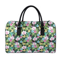 Vintage Tropical Jungle Hawaiian Print Leather Duffel Bag