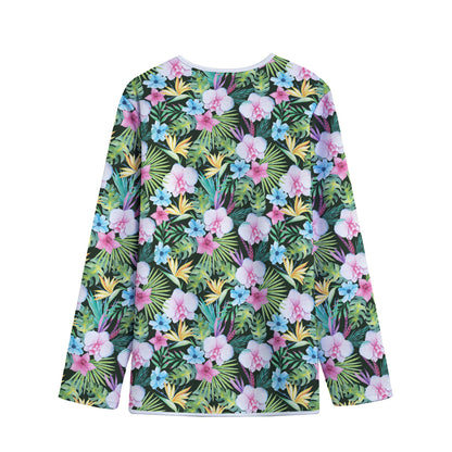 Vintage Tropical Jungle Hawaiian Print Long Sleeve Short Coat