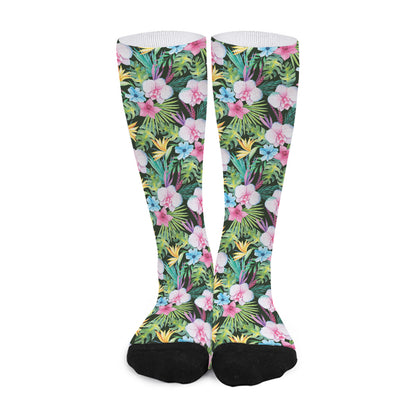 Vintage Tropical Jungle Hawaiian Print Long Socks