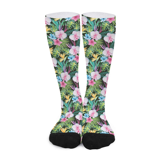 Vintage Tropical Jungle Hawaiian Print Long Socks