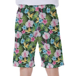Vintage Tropical Jungle Hawaiian Print Men's Beach Shorts