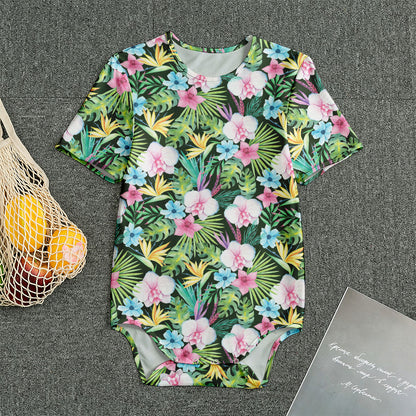 Vintage Tropical Jungle Hawaiian Print Men's Bodysuit