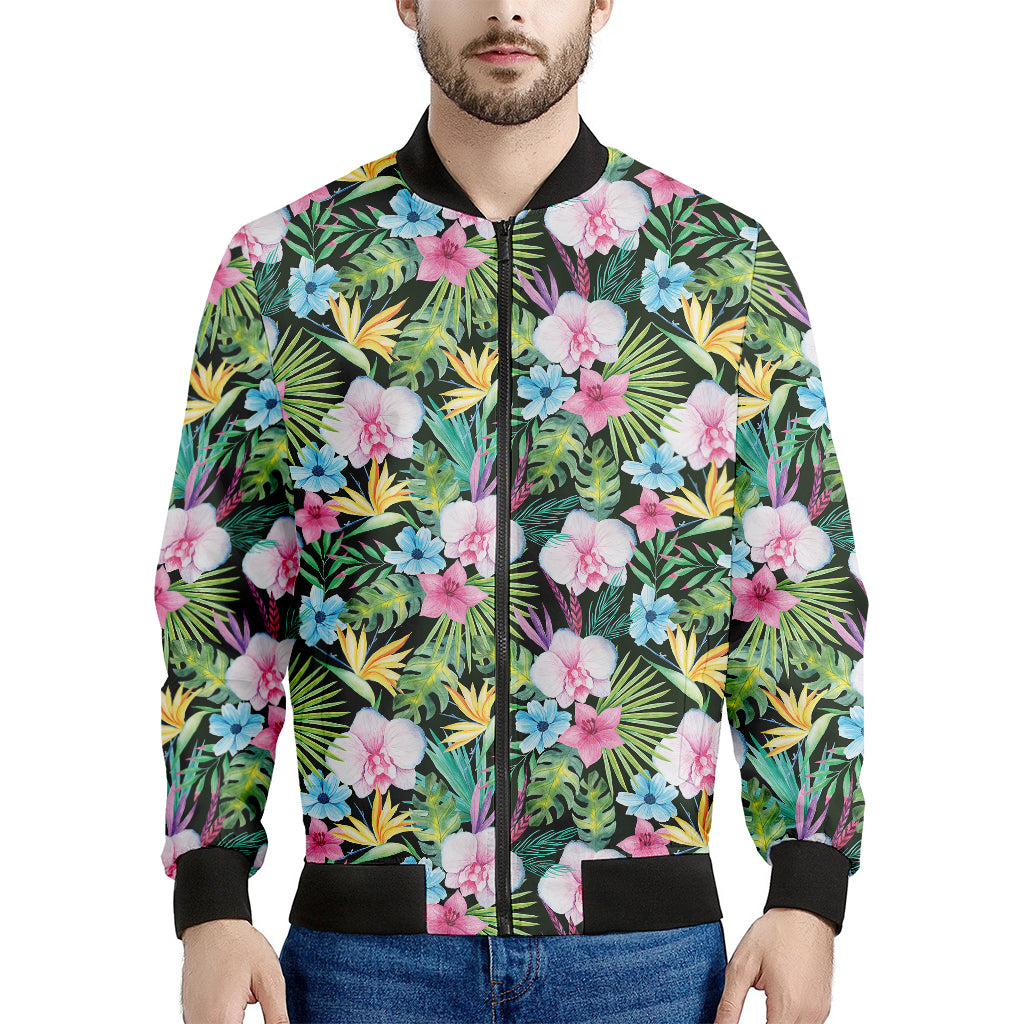 Vintage Tropical Jungle Hawaiian Print Men's Bomber Jacket