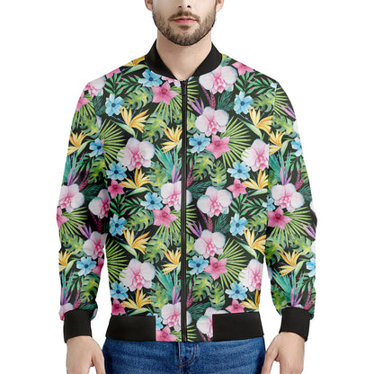 Vintage Tropical Jungle Hawaiian Print Men's Bomber Jacket