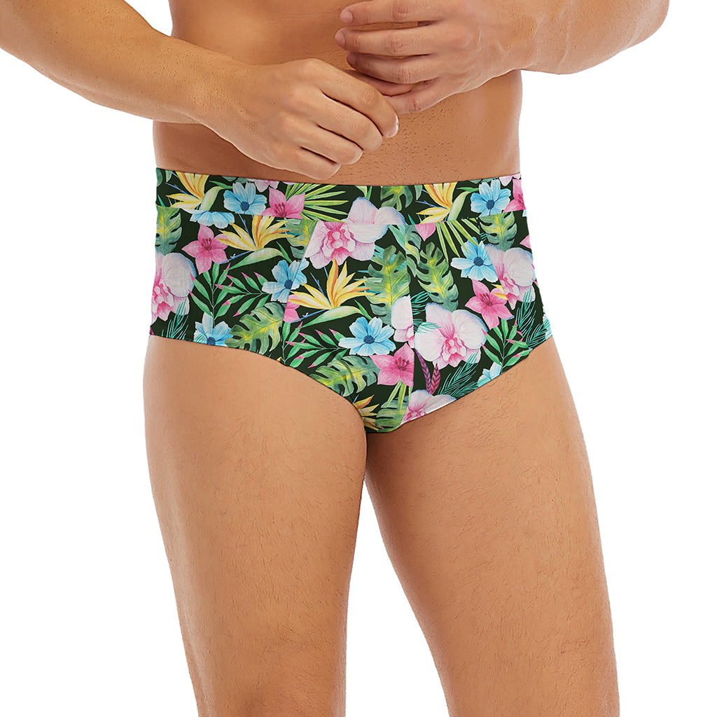 Vintage Tropical Jungle Hawaiian Print Men's Briefs