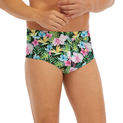 Vintage Tropical Jungle Hawaiian Print Men's Briefs