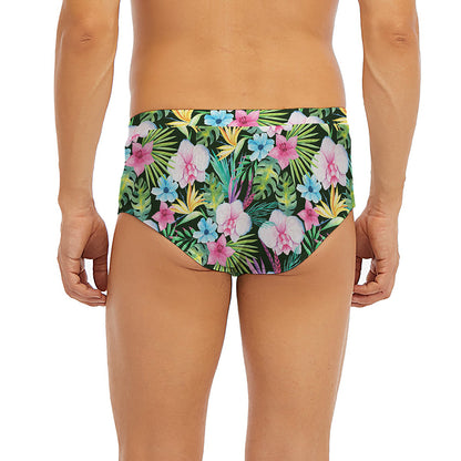 Vintage Tropical Jungle Hawaiian Print Men's Briefs