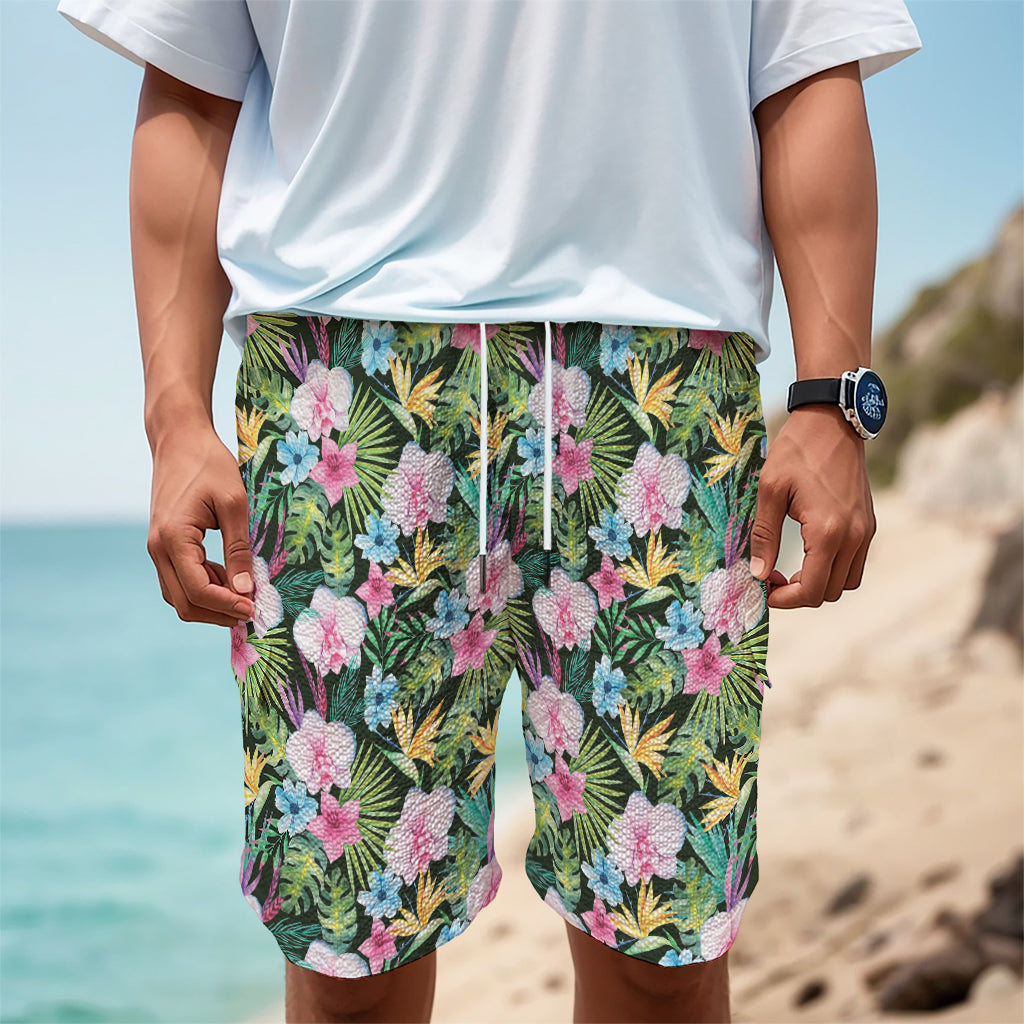 Vintage Tropical Jungle Hawaiian Print Men's Cargo Shorts
