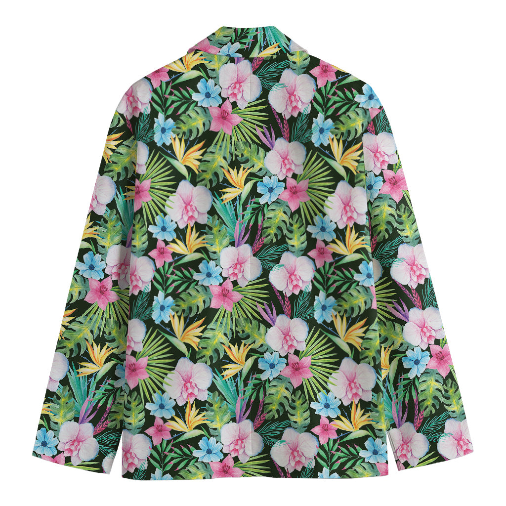 Vintage Tropical Jungle Hawaiian Print Men's Cotton Blazer