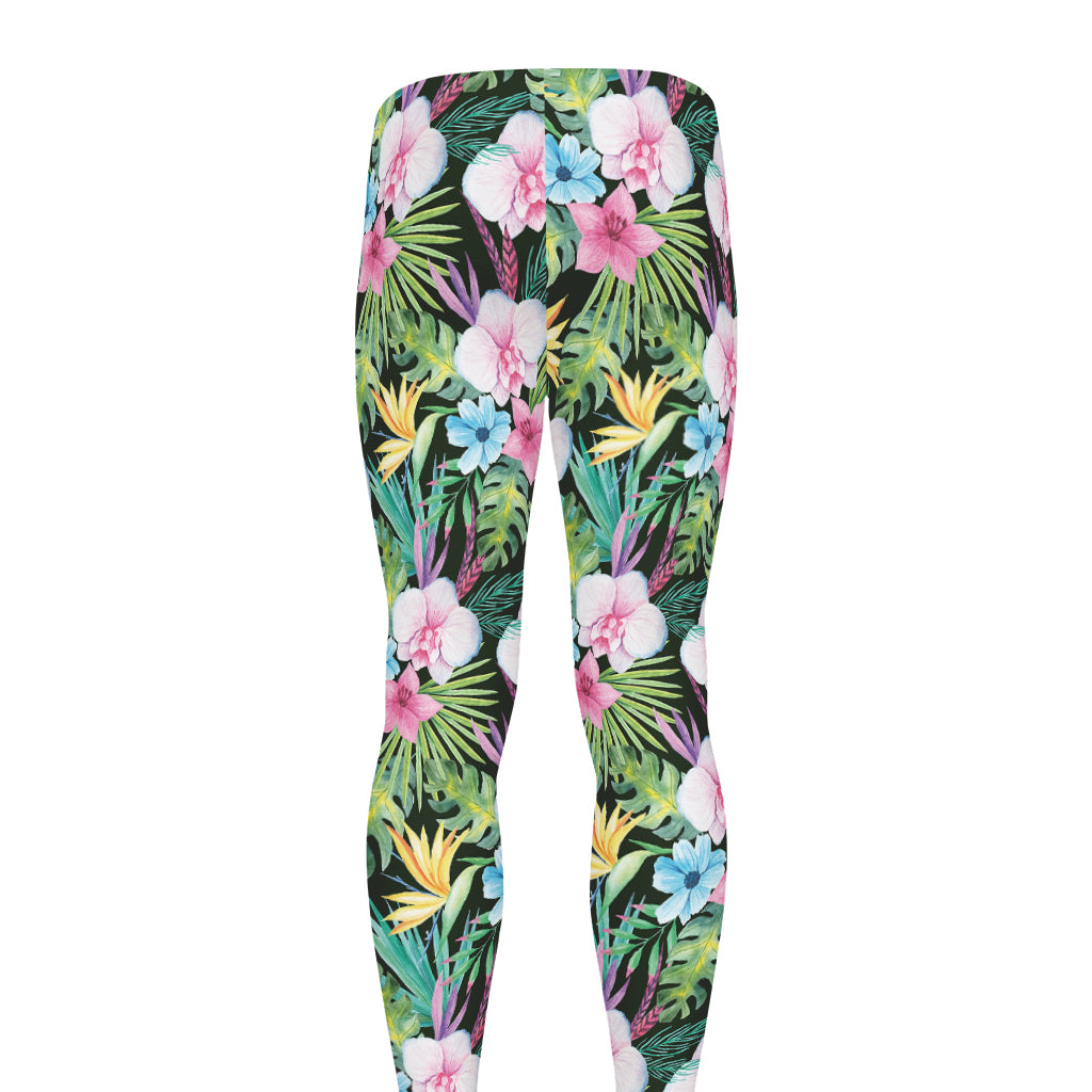 Vintage Tropical Jungle Hawaiian Print Men's leggings