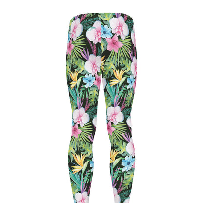 Vintage Tropical Jungle Hawaiian Print Men's leggings