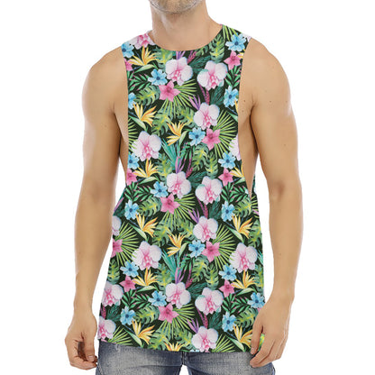 Vintage Tropical Jungle Hawaiian Print Men's Muscle Tank Top