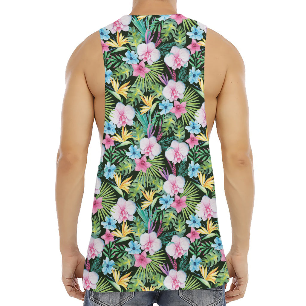 Vintage Tropical Jungle Hawaiian Print Men's Muscle Tank Top