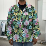 Vintage Tropical Jungle Hawaiian Print Men's Shirt Jacket