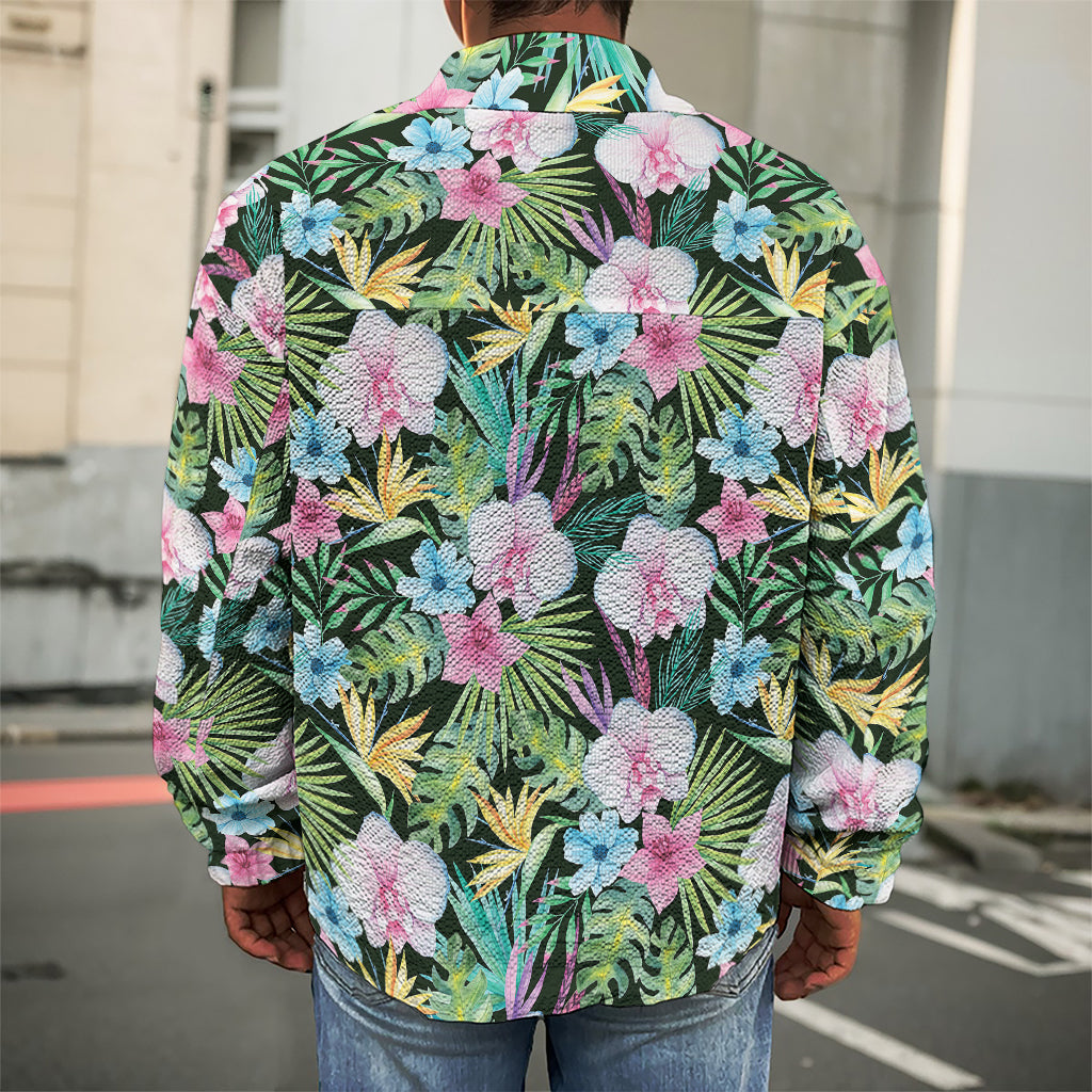 Vintage Tropical Jungle Hawaiian Print Men's Shirt Jacket