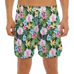 Vintage Tropical Jungle Hawaiian Print Men's Split Running Shorts