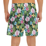 Vintage Tropical Jungle Hawaiian Print Men's Split Running Shorts