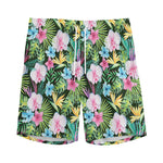 Vintage Tropical Jungle Hawaiian Print Men's Sports Shorts
