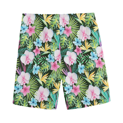 Vintage Tropical Jungle Hawaiian Print Men's Sports Shorts