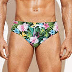 Vintage Tropical Jungle Hawaiian Print Men's Swim Briefs