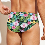 Vintage Tropical Jungle Hawaiian Print Men's Swim Briefs
