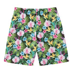 Vintage Tropical Jungle Hawaiian Print Men's Swim Trunks