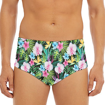Vintage Tropical Jungle Hawaiian Print Men's Triangle Swim Briefs