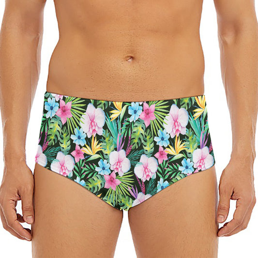 Vintage Tropical Jungle Hawaiian Print Men's Triangle Swim Briefs