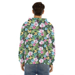 Vintage Tropical Jungle Hawaiian Print Men's Velvet Pullover Hoodie