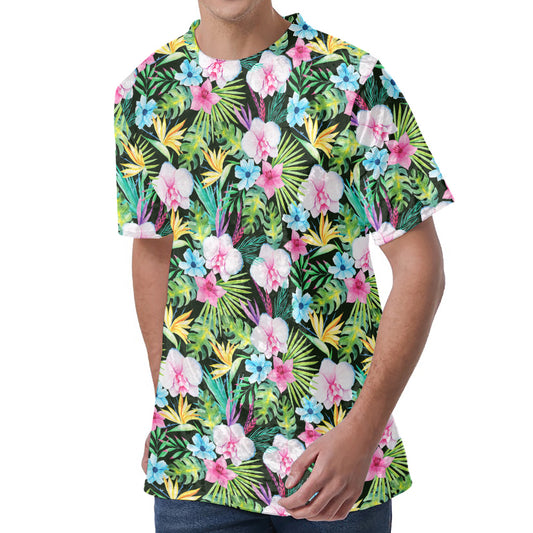 Vintage Tropical Jungle Hawaiian Print Men's Velvet T-Shirt