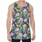 Vintage Tropical Jungle Hawaiian Print Men's Velvet Tank Top