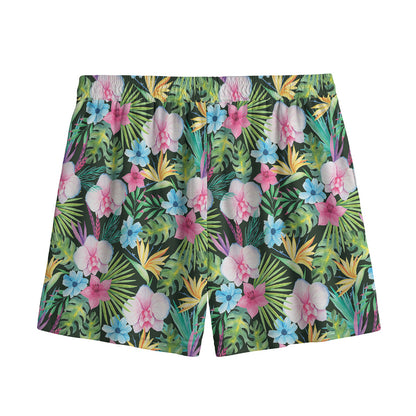 Vintage Tropical Jungle Hawaiian Print Mesh Shorts
