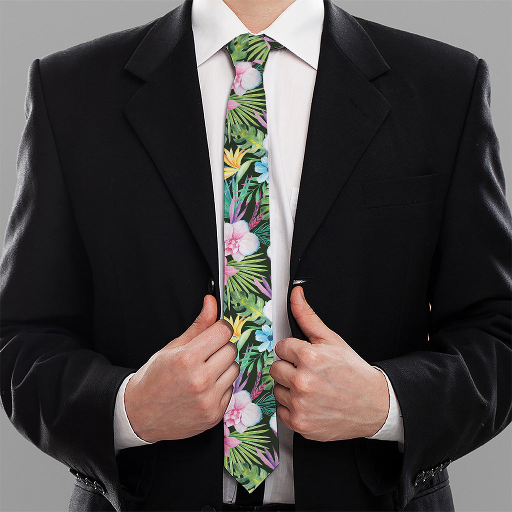 Vintage Tropical Jungle Hawaiian Print Necktie