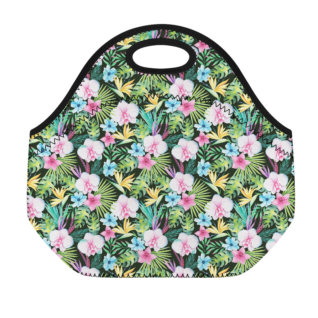 Vintage Tropical Jungle Hawaiian Print Neoprene Lunch Bag