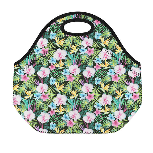 Vintage Tropical Jungle Hawaiian Print Neoprene Lunch Bag