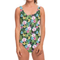 Vintage Tropical Jungle Hawaiian Print One Piece Swimsuit