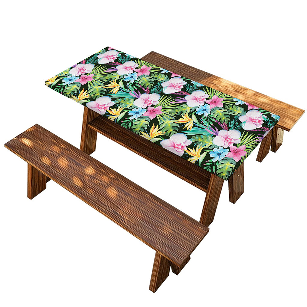 Vintage Tropical Jungle Hawaiian Print Picnic Table Cover