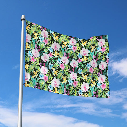 Vintage Tropical Jungle Hawaiian Print Polyester Flag