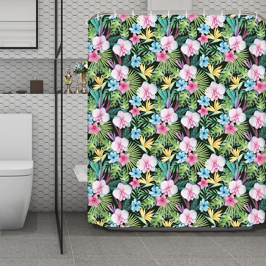 Vintage Tropical Jungle Hawaiian Print Polyester Shower Curtain