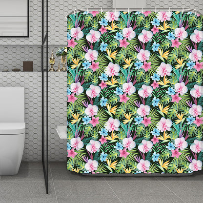 Vintage Tropical Jungle Hawaiian Print Polyester Shower Curtain