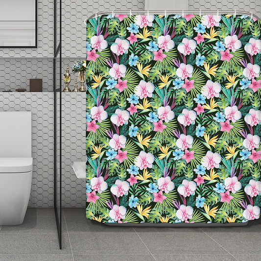 Vintage Tropical Jungle Hawaiian Print Polyester Shower Curtain