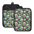 Vintage Tropical Jungle Hawaiian Print Pot Holders With Pocket