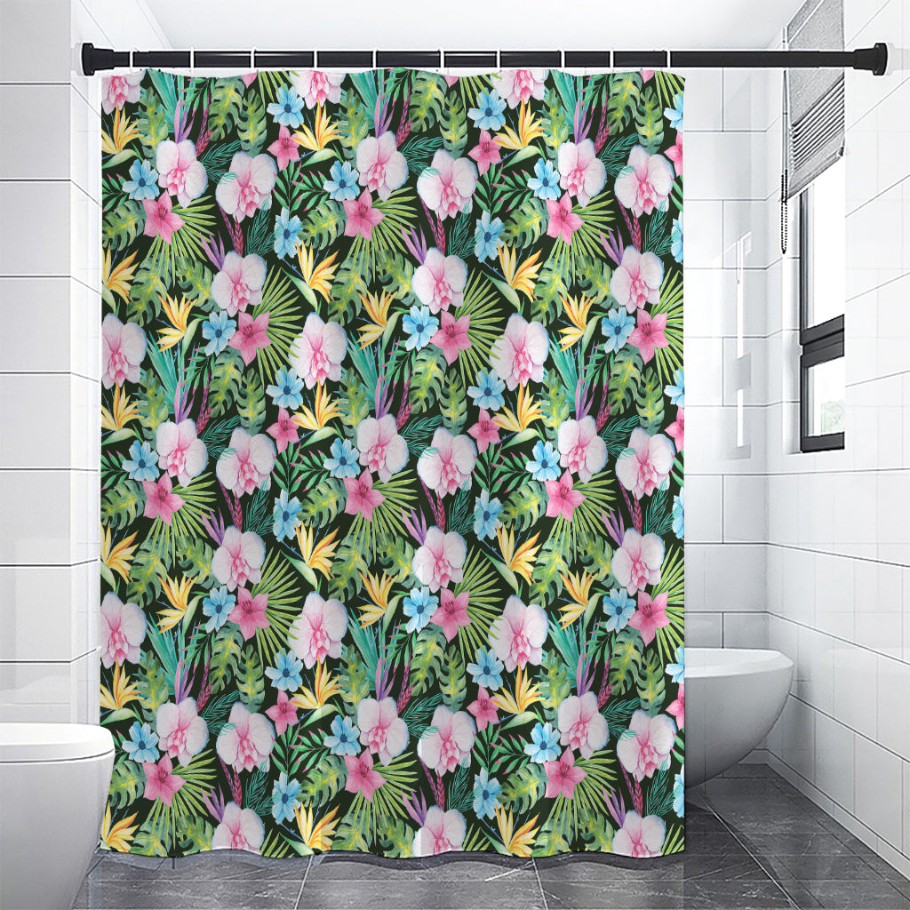 Vintage Tropical Jungle Hawaiian Print Premium Shower Curtain